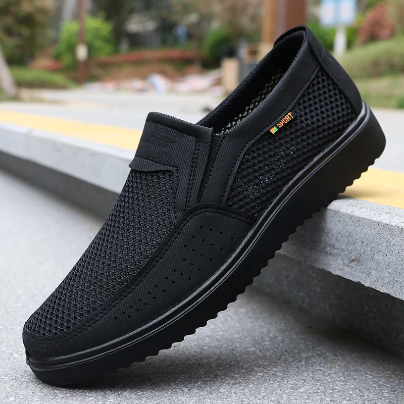 Men's Breathable Slip-On Casual Shoes - Lightweight Low-Top Walking Sneakers, Suitable for Outdoor Activities, Fishing, Parks, and Exercise, Brown Mesh Fabric, Rubber Sole, Comfortable for All Seasons, Outdoor Footwear | Low-Top Shoes | Fabric Shoe Upper