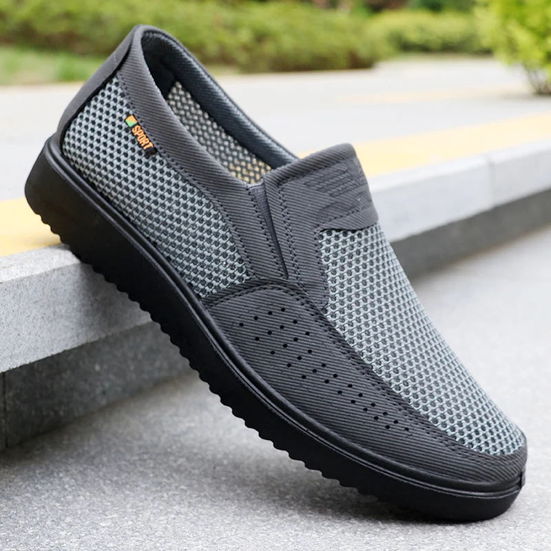 Men's Breathable Slip-On Casual Shoes - Lightweight Low-Top Walking Sneakers, Suitable for Outdoor Activities, Fishing, Parks, and Exercise, Brown Mesh Fabric, Rubber Sole, Comfortable for All Seasons, Outdoor Footwear | Low-Top Shoes | Fabric Shoe Upper