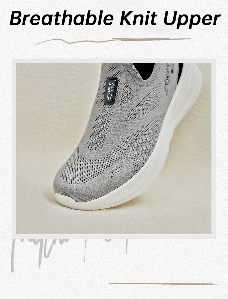 Li-Ning Men's SOFT GO 2 KNIT Slip-on Casual Walking Shoes Cushion Comfy Stable LiNing Mesh Jogging Daily Sports Sneakers AGLV017