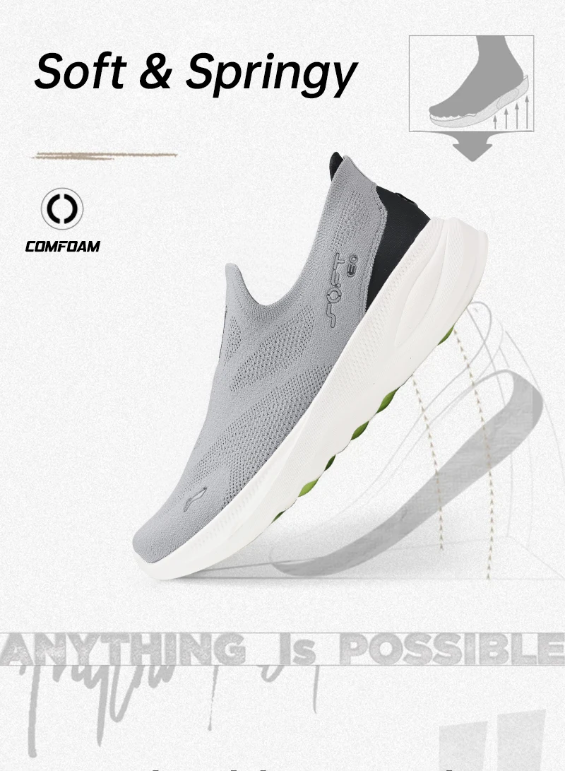 Li-Ning Men's SOFT GO 2 KNIT Slip-on Casual Walking Shoes Cushion Comfy Stable LiNing Mesh Jogging Daily Sports Sneakers AGLV017