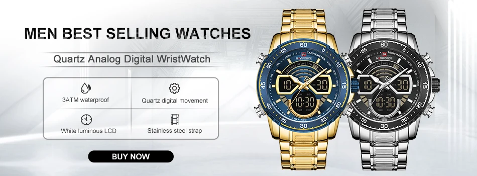 NAVIFORCE 9163 Luxury Original Sport Wrist Watch For Men Quartz Steel Waterproof Dual Display Military Watches Relogio Masculino