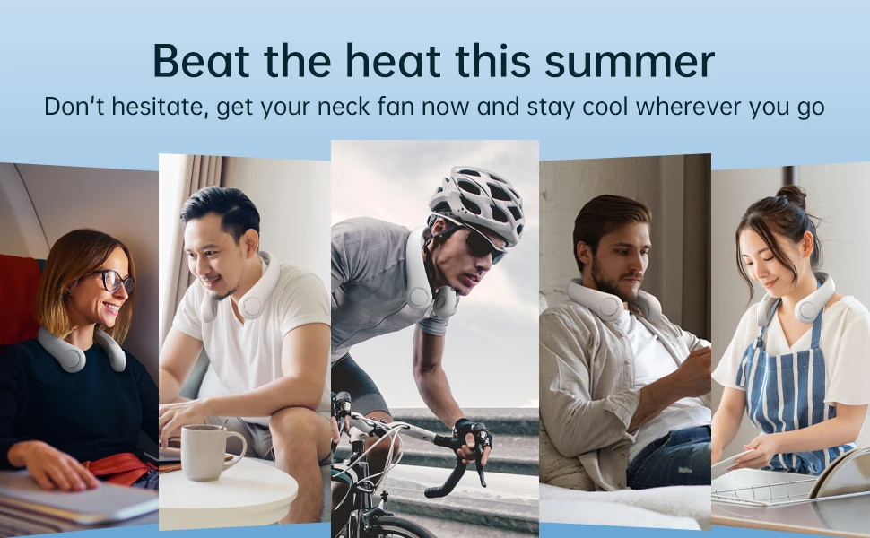 JISULIFE Portable Neck Fan Upgraded, 5000mAh Battery, Necksupport, 5 Speeds Gears Adjustment, Outdoor Wearable Hands-Free Fan