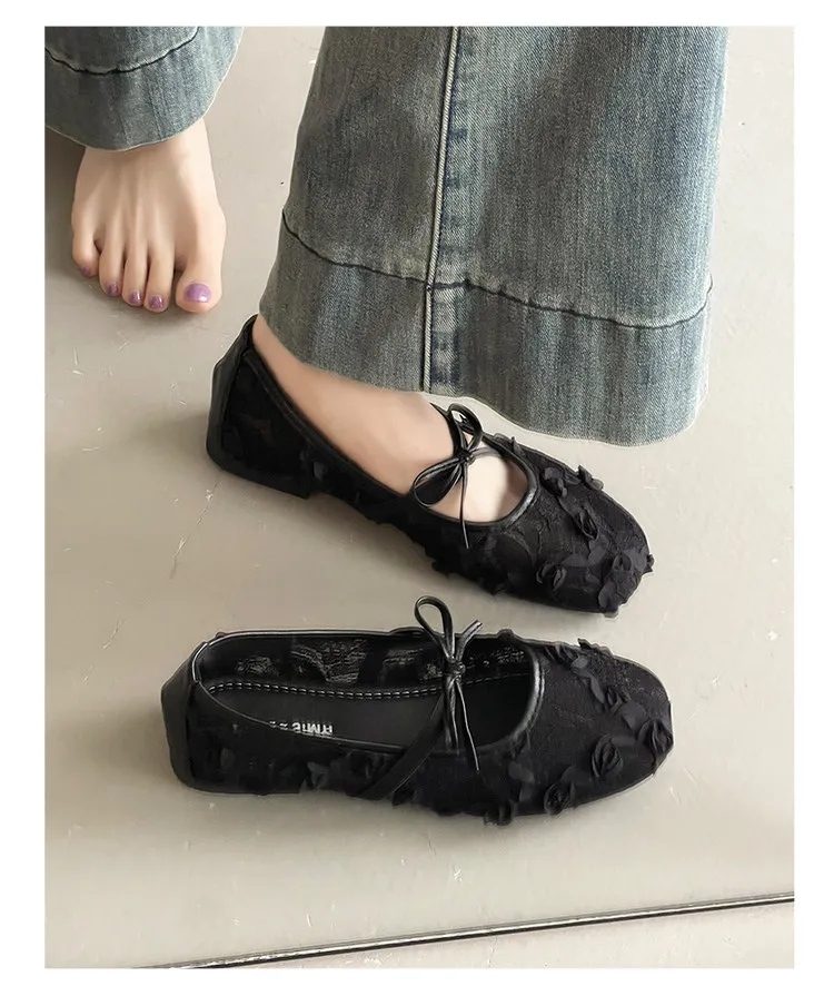2026 Spring Lace Flower Women Mary Jane Shoes Fashion Slip On Comfort Street Style Soft Sole Female Dress Flats Shoes