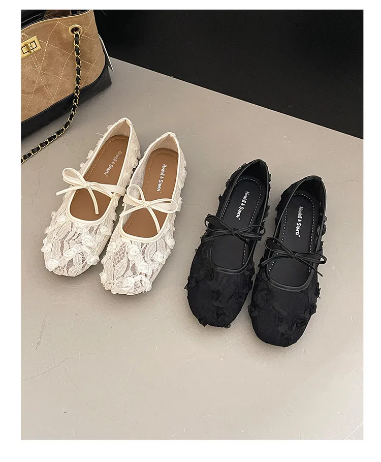2026 Spring Lace Flower Women Mary Jane Shoes Fashion Slip On Comfort Street Style Soft Sole Female Dress Flats Shoes
