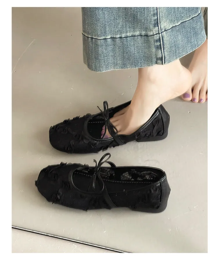 2026 Spring Lace Flower Women Mary Jane Shoes Fashion Slip On Comfort Street Style Soft Sole Female Dress Flats Shoes