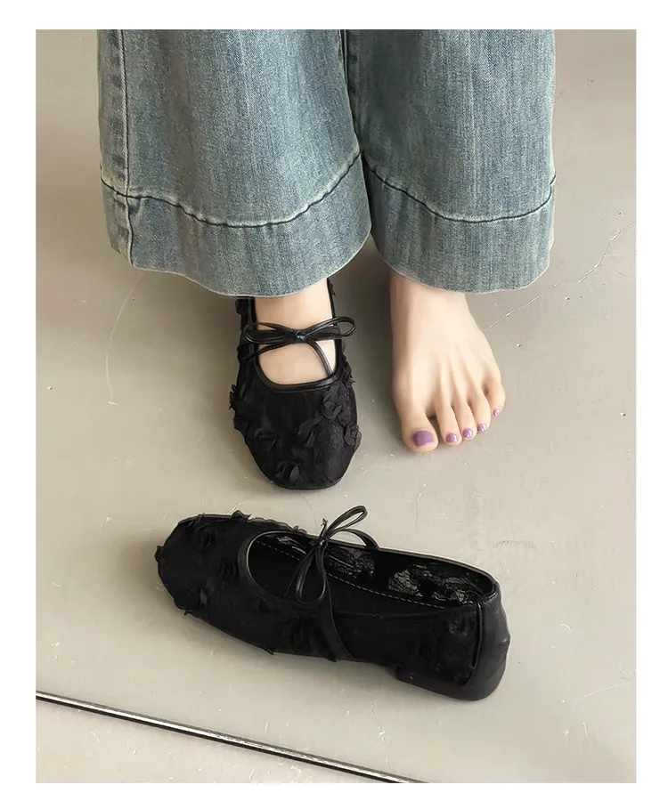2026 Spring Lace Flower Women Mary Jane Shoes Fashion Slip On Comfort Street Style Soft Sole Female Dress Flats Shoes