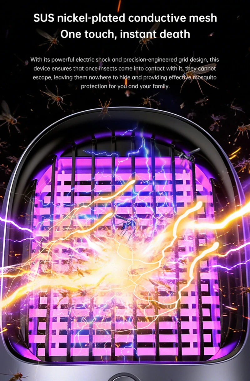 Lenovo Mosquito Repellent Killer USBRechargeable Outdoor Killer Bug Zapper Mosquito Racket Insect Killer Electric Shocker Indoor