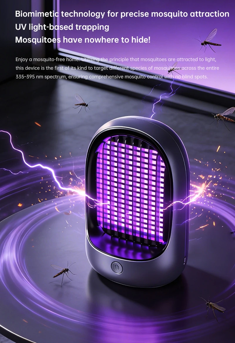 Lenovo Mosquito Repellent Killer USBRechargeable Outdoor Killer Bug Zapper Mosquito Racket Insect Killer Electric Shocker Indoor