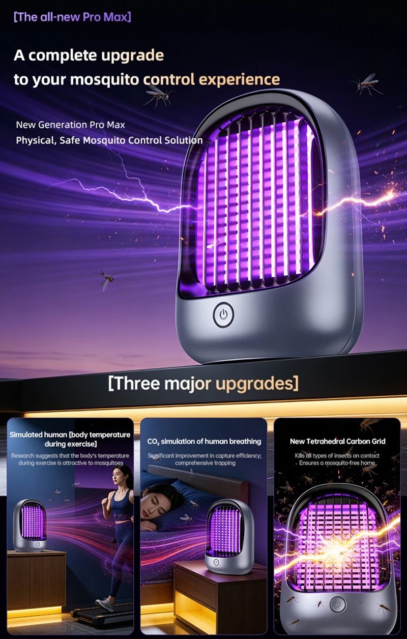 Lenovo Mosquito Repellent Killer USBRechargeable Outdoor Killer Bug Zapper Mosquito Racket Insect Killer Electric Shocker Indoor