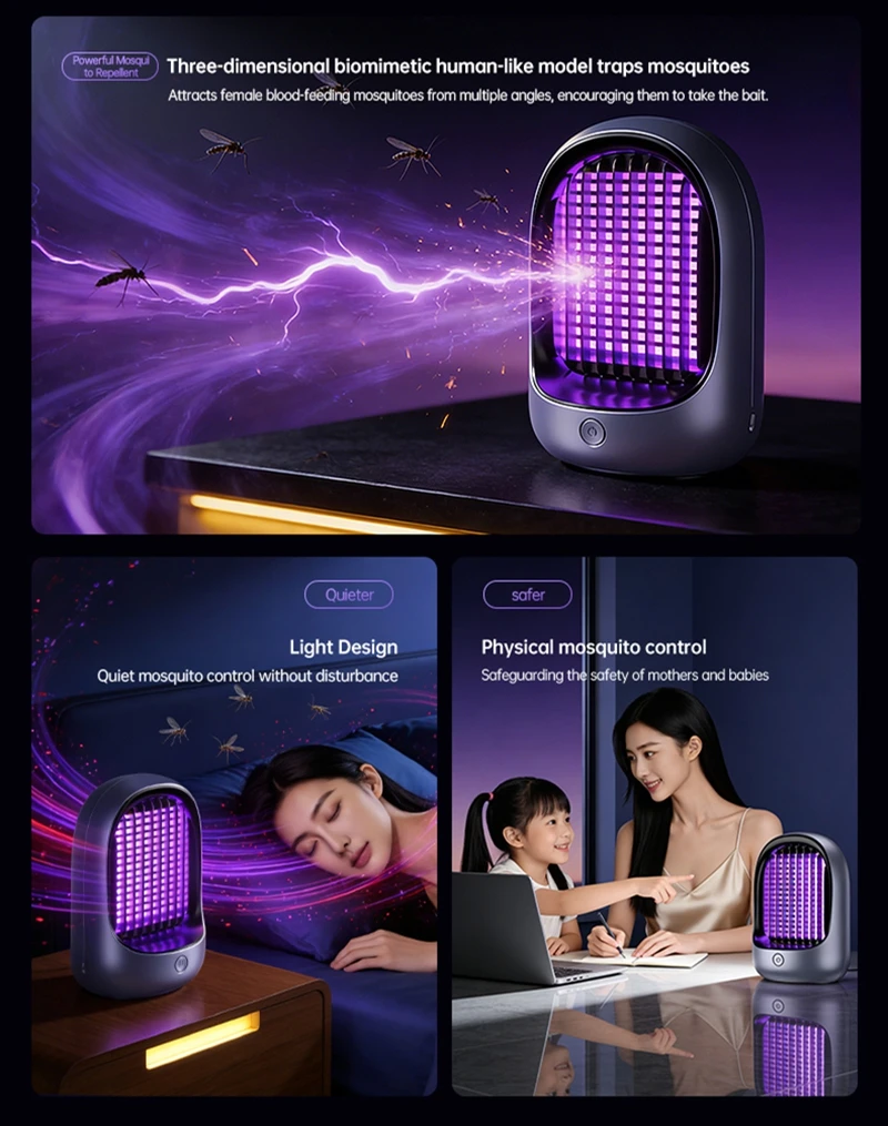 Lenovo Mosquito Repellent Killer USBRechargeable Outdoor Killer Bug Zapper Mosquito Racket Insect Killer Electric Shocker Indoor