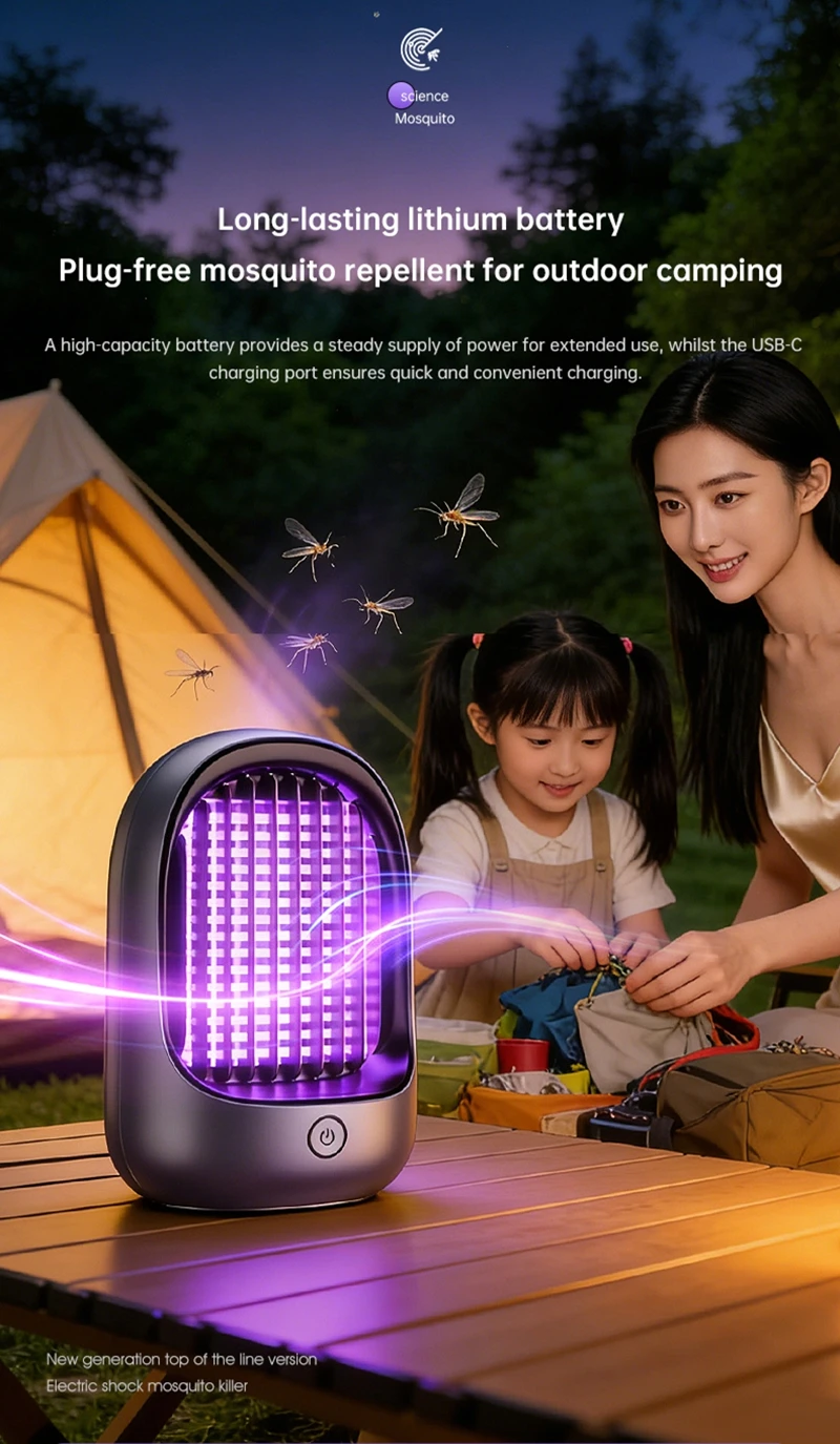 Lenovo Mosquito Repellent Killer USBRechargeable Outdoor Killer Bug Zapper Mosquito Racket Insect Killer Electric Shocker Indoor