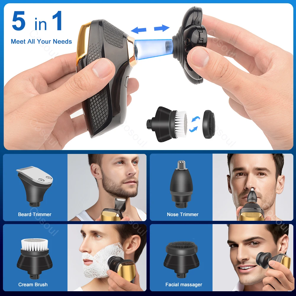 Cosoul Shaver for Men Electric Shaver Powerful Bald Head Shaver Beard Shaving Machine For Men Razor Husband Gift Boyfriend
