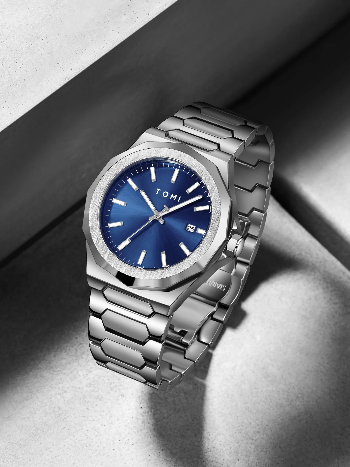 TOMI Luxury Business Men's Watch Gift Box Set High Quality Rose Gold Case Simple and Versatile Quartz Watch Relogio Masculino