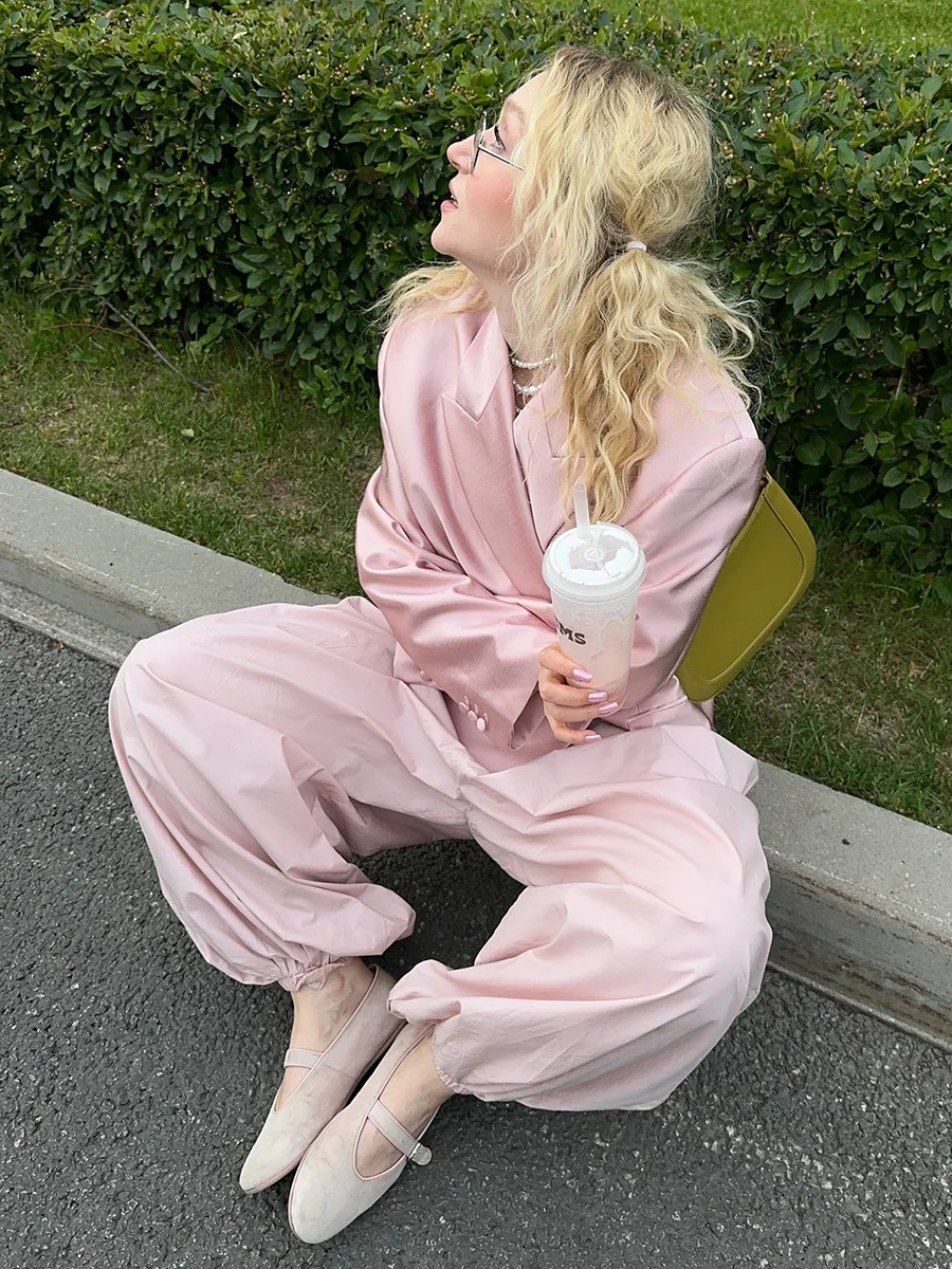 Bornladies Autumn Womens 100% Cotton Loose Lantern Style Wide Leg Pants Street Style Casual Lazy Pants Fashion Trousers