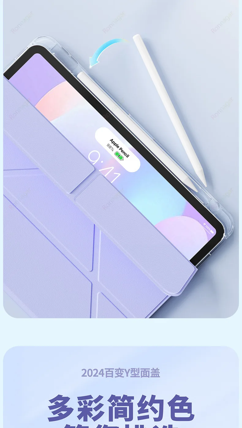 Y Fold Magnetic Case For iPad A19 2026 A16 2025 Air5 4 Air11 13 M4 M3 M2 M5 Pro11 13 12.9 10th 9th 8th 6/5th 10.9 10.5 10.2 9.7