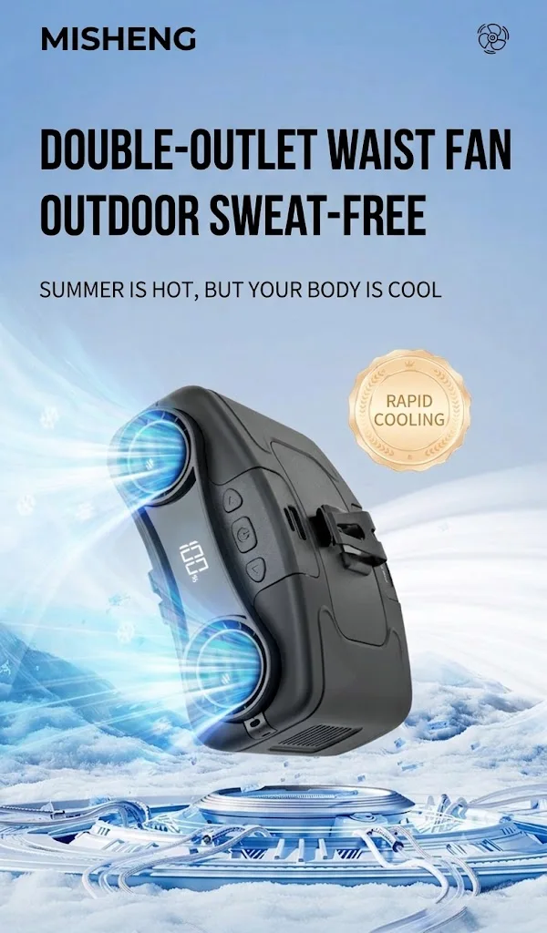 Socoolfan Waist Fan Hanging Outdoor Portable Neck Fan 5/10 Speed Strong Wind for Sports Courier Outdoor Working 10000/20000mAh