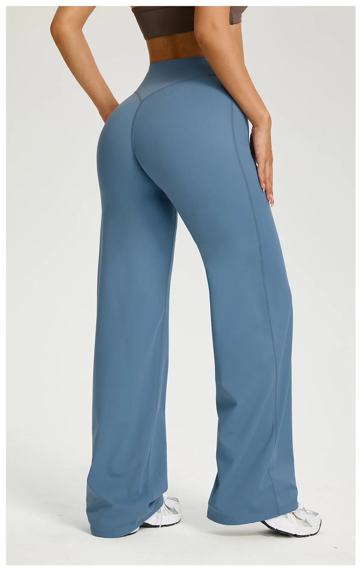SOISOU Nylon High Waist Wide Straight-Leg Pants Ultra Soft Butter Fabric Women's High Elastic Yoga Pants Running Sport Trousers