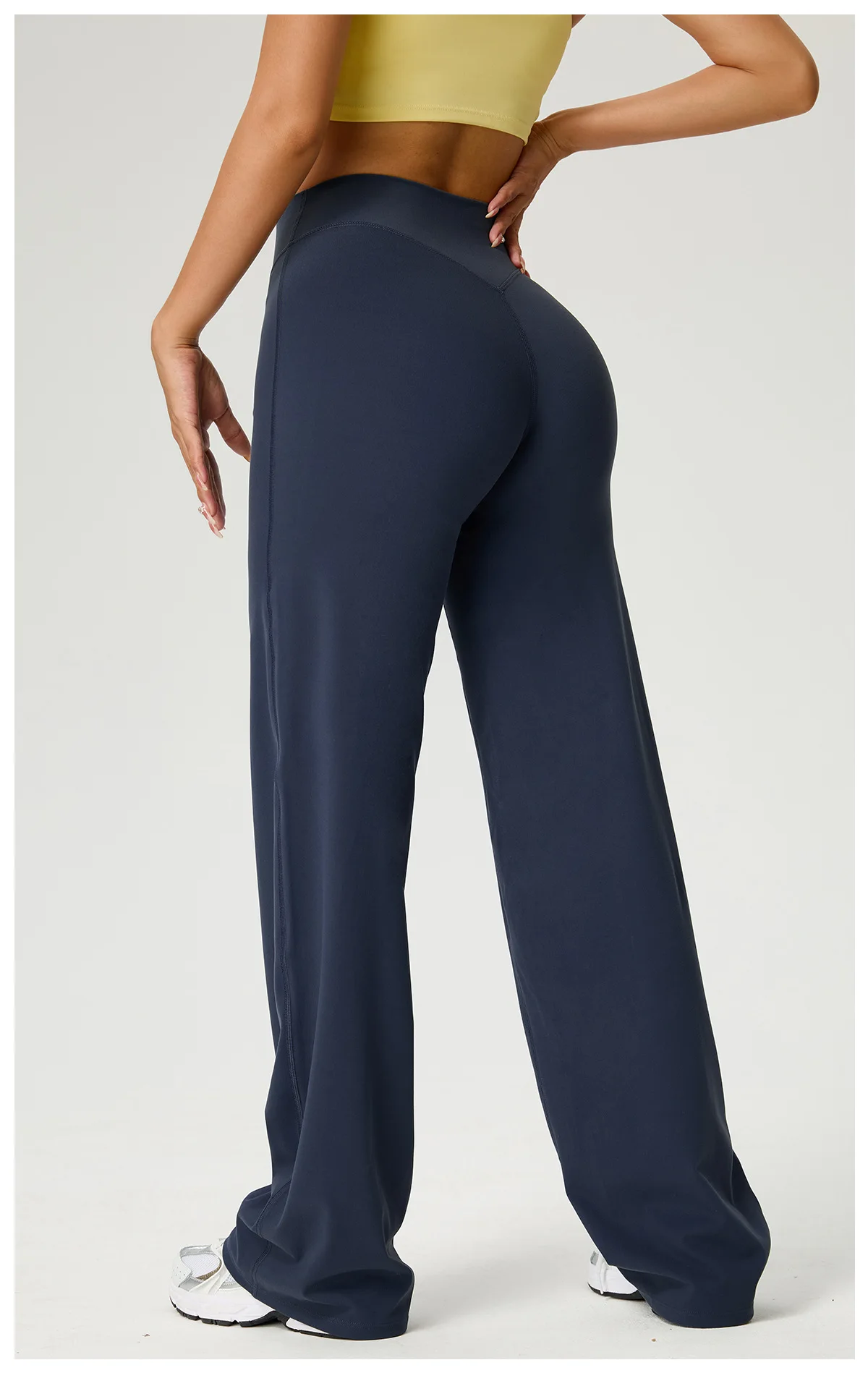 SOISOU Nylon High Waist Wide Straight-Leg Pants Ultra Soft Butter Fabric Women's High Elastic Yoga Pants Running Sport Trousers