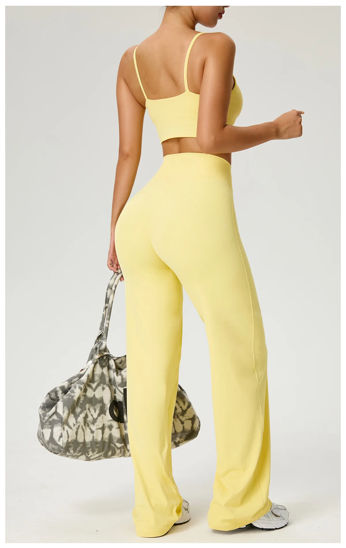 SOISOU Nylon High Waist Wide Straight-Leg Pants Ultra Soft Butter Fabric Women's High Elastic Yoga Pants Running Sport Trousers