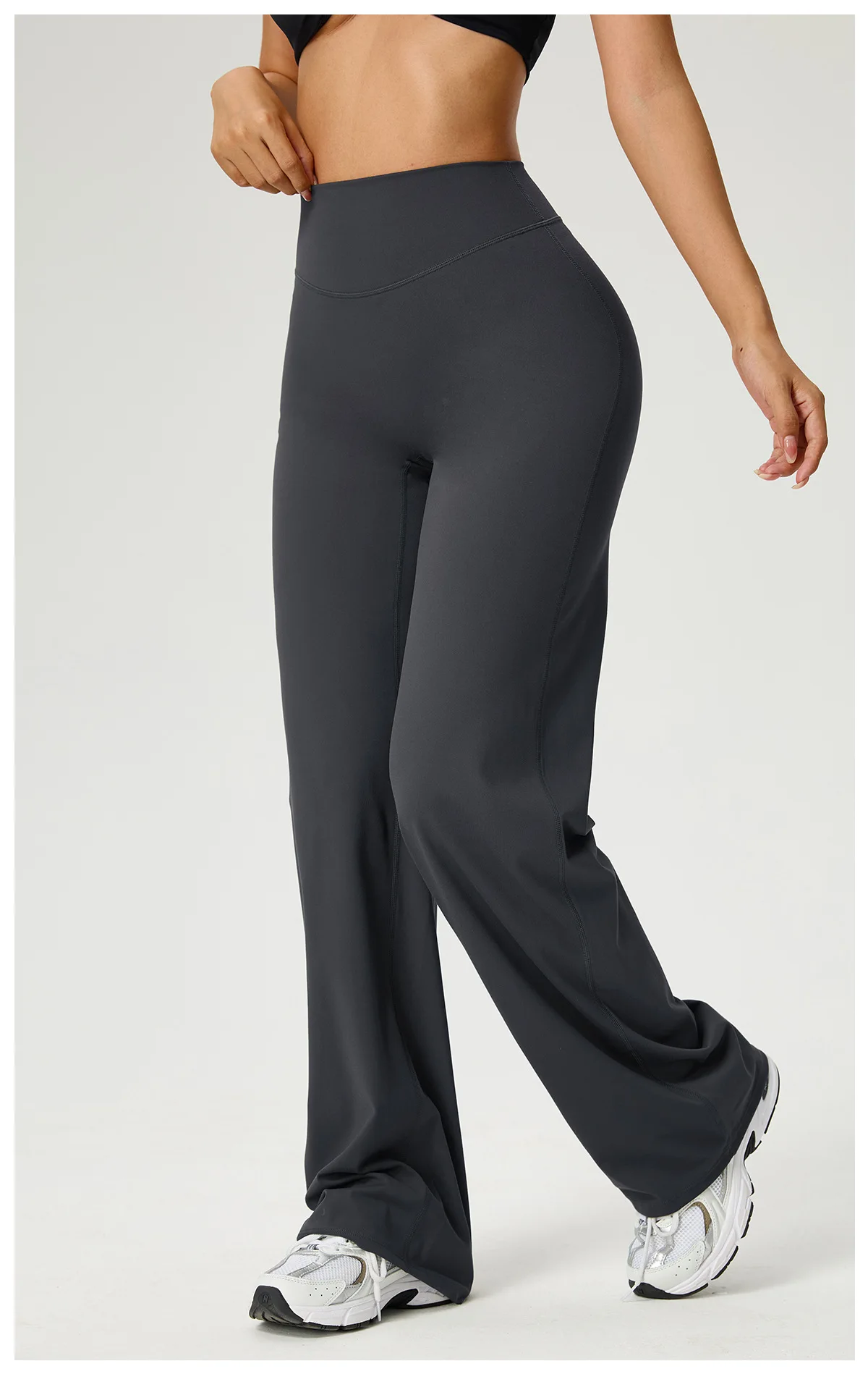 SOISOU Nylon High Waist Wide Straight-Leg Pants Ultra Soft Butter Fabric Women's High Elastic Yoga Pants Running Sport Trousers