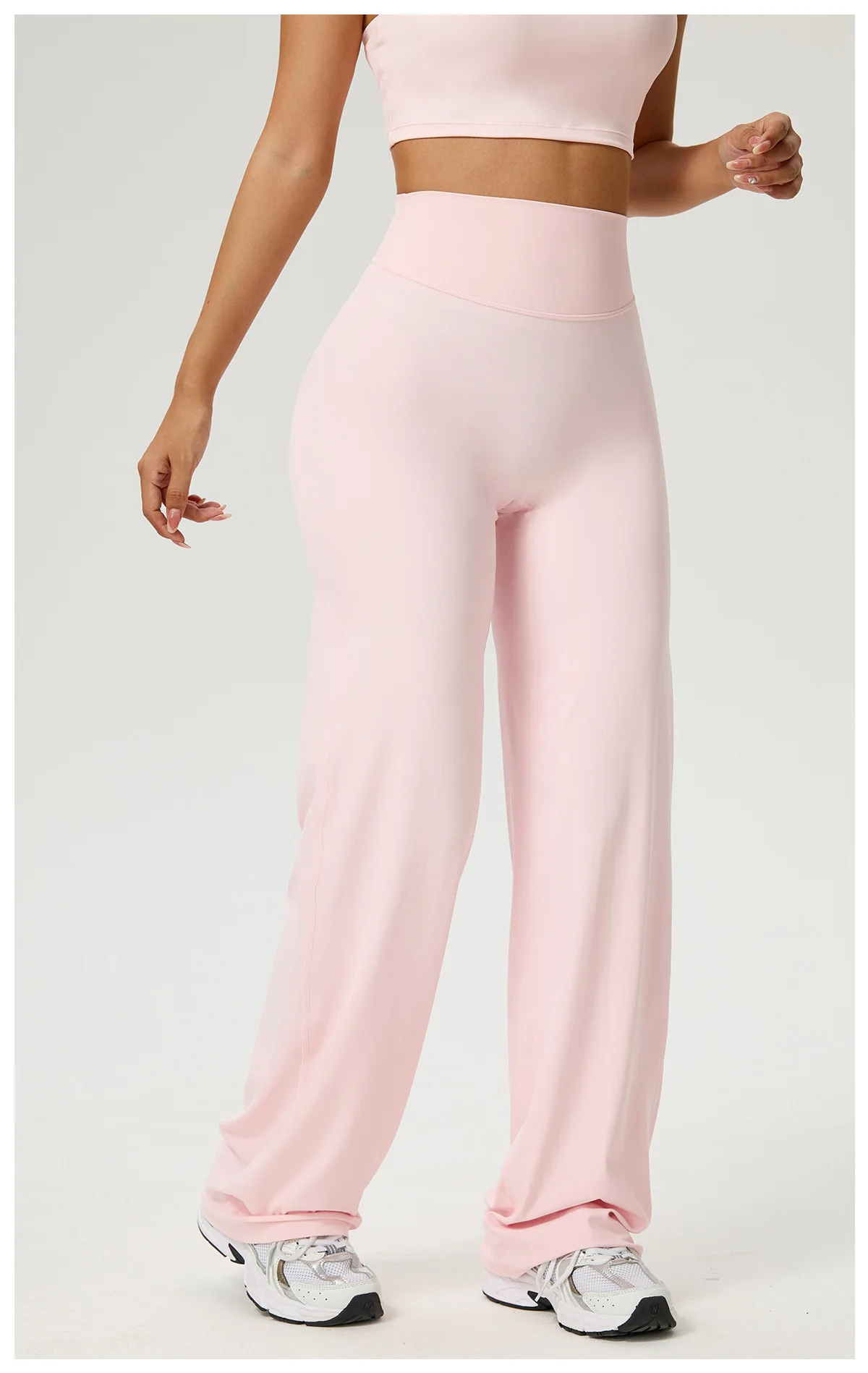 SOISOU Nylon High Waist Wide Straight-Leg Pants Ultra Soft Butter Fabric Women's High Elastic Yoga Pants Running Sport Trousers