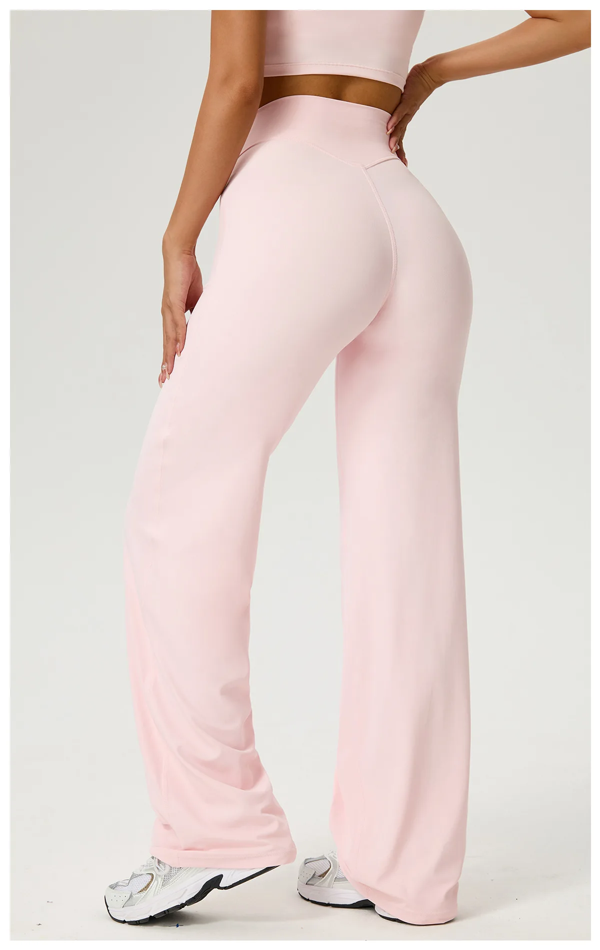 SOISOU Nylon High Waist Wide Straight-Leg Pants Ultra Soft Butter Fabric Women's High Elastic Yoga Pants Running Sport Trousers