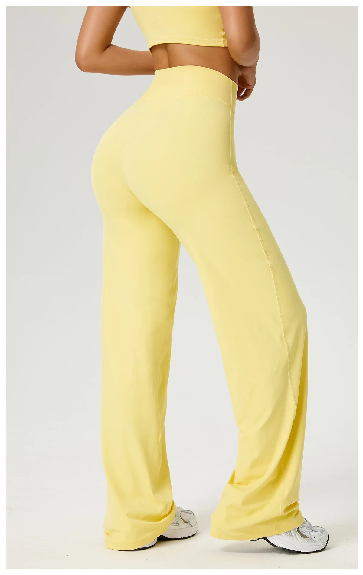 SOISOU Nylon High Waist Wide Straight-Leg Pants Ultra Soft Butter Fabric Women's High Elastic Yoga Pants Running Sport Trousers