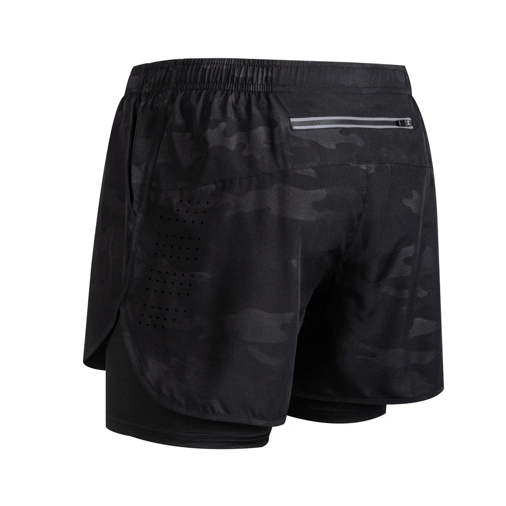 Summer Men's Reflective Running Shorts Fitness Quick Drying Double-Layer Shorts Men's Exercise Training Bodybuilding Shorts