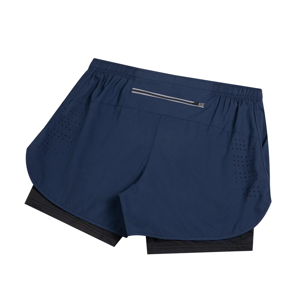 Summer Men's Reflective Running Shorts Fitness Quick Drying Double-Layer Shorts Men's Exercise Training Bodybuilding Shorts