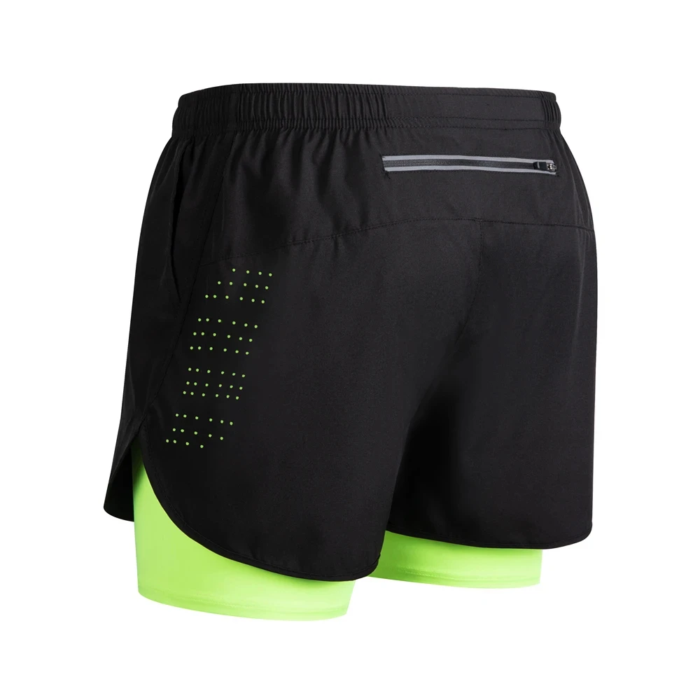 Summer Men's Reflective Running Shorts Fitness Quick Drying Double-Layer Shorts Men's Exercise Training Bodybuilding Shorts