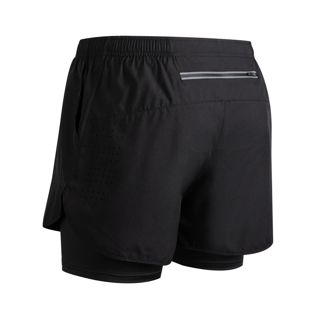 Summer Men's Reflective Running Shorts Fitness Quick Drying Double-Layer Shorts Men's Exercise Training Bodybuilding Shorts