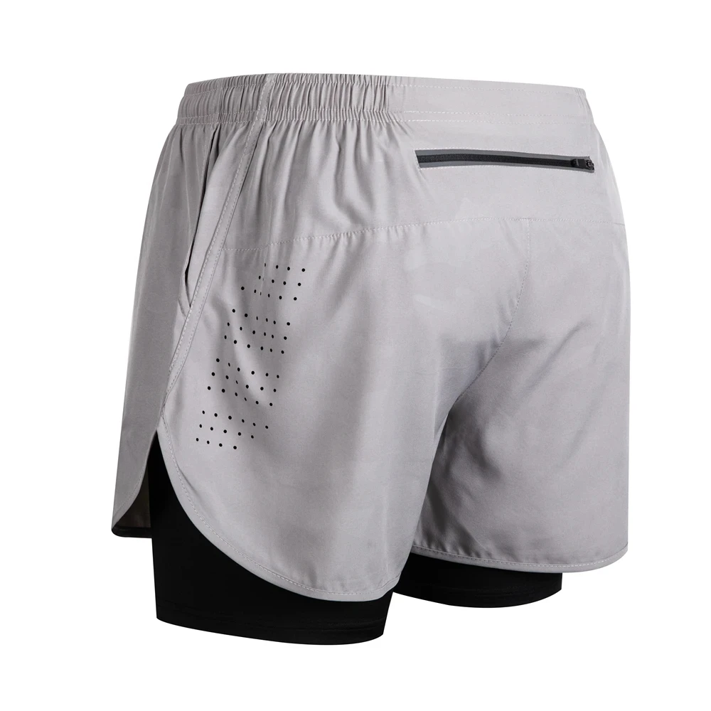 Summer Men's Reflective Running Shorts Fitness Quick Drying Double-Layer Shorts Men's Exercise Training Bodybuilding Shorts