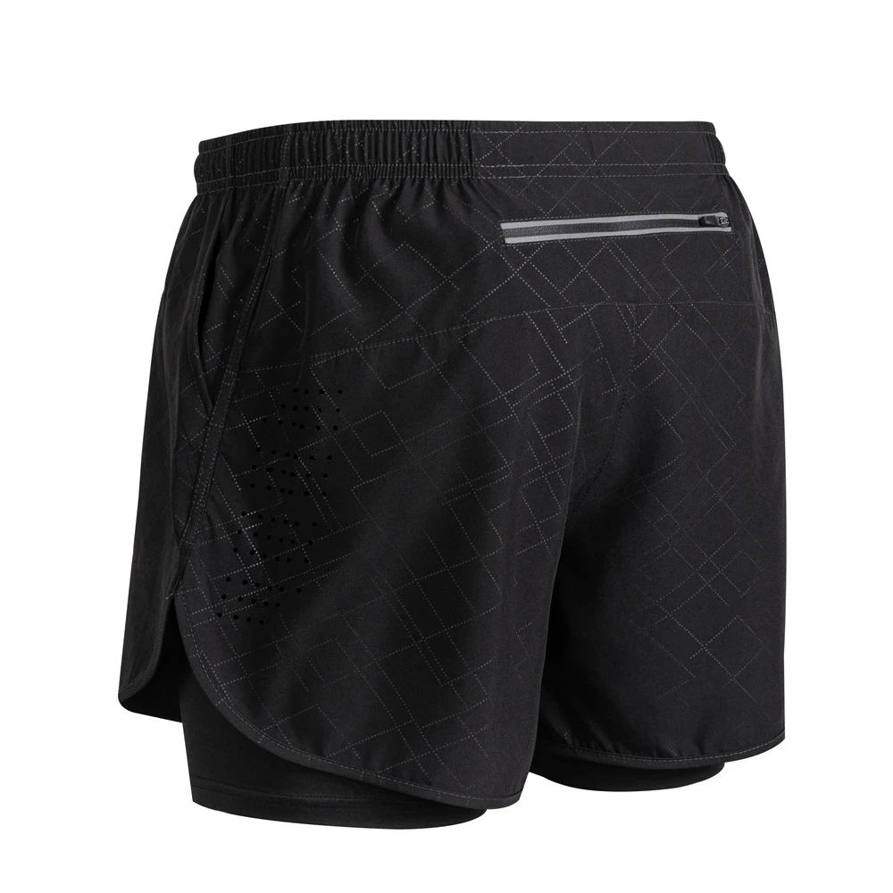 Summer Men's Reflective Running Shorts Fitness Quick Drying Double-Layer Shorts Men's Exercise Training Bodybuilding Shorts