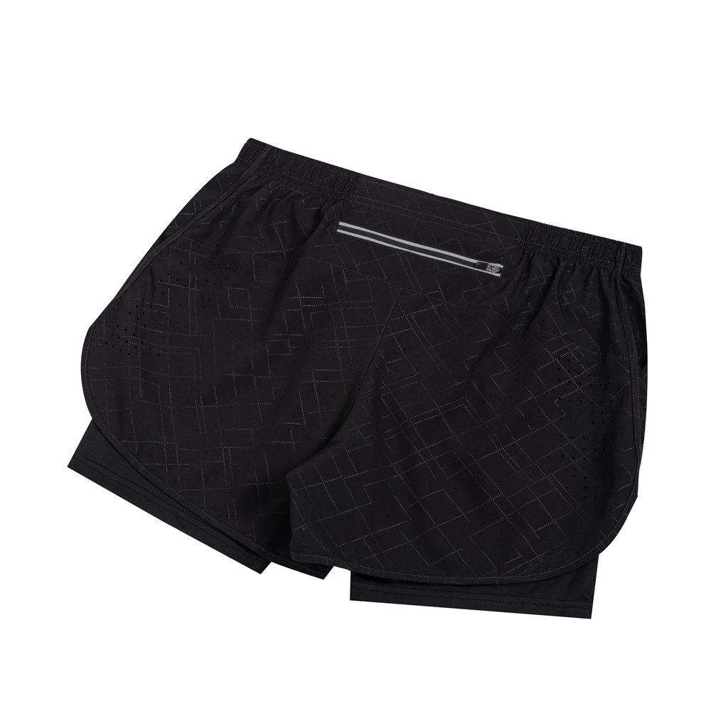 Summer Men's Reflective Running Shorts Fitness Quick Drying Double-Layer Shorts Men's Exercise Training Bodybuilding Shorts