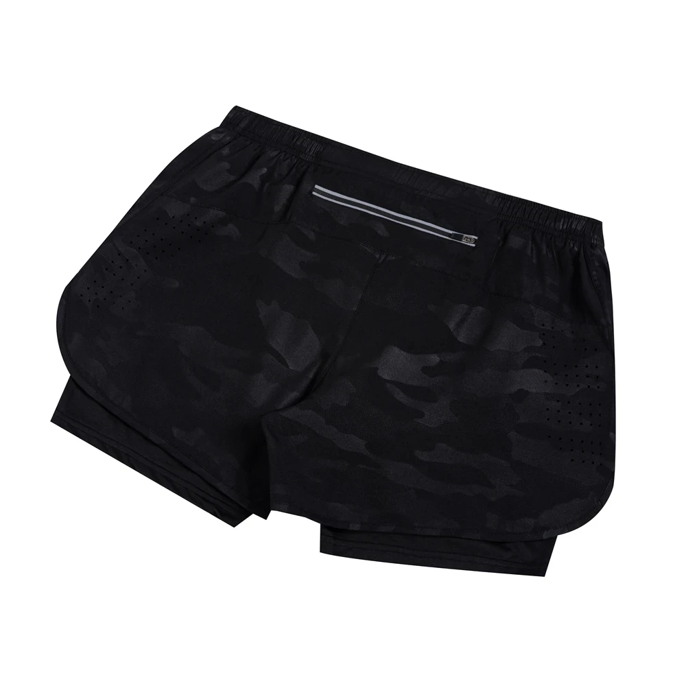 Summer Men's Reflective Running Shorts Fitness Quick Drying Double-Layer Shorts Men's Exercise Training Bodybuilding Shorts