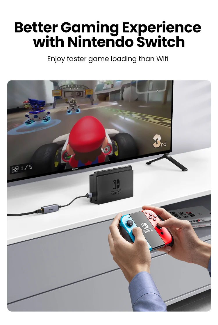 UGREEN USB Ethernet Adapter USB 3.0 Network Card to USB RJ45 Lan for PC Windows 10 Xiaomi Mi Box 3/S Nintend Switch Ethernet USB