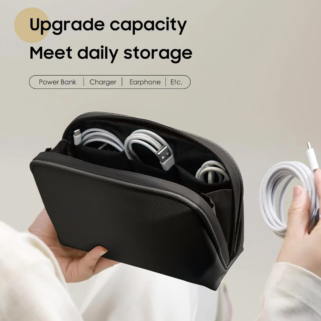 Cable Storage Bag Waterproof Digital Electronic Organizer Portable USB Data Line Charger Plug Storage Bag Travel Makeup Bag