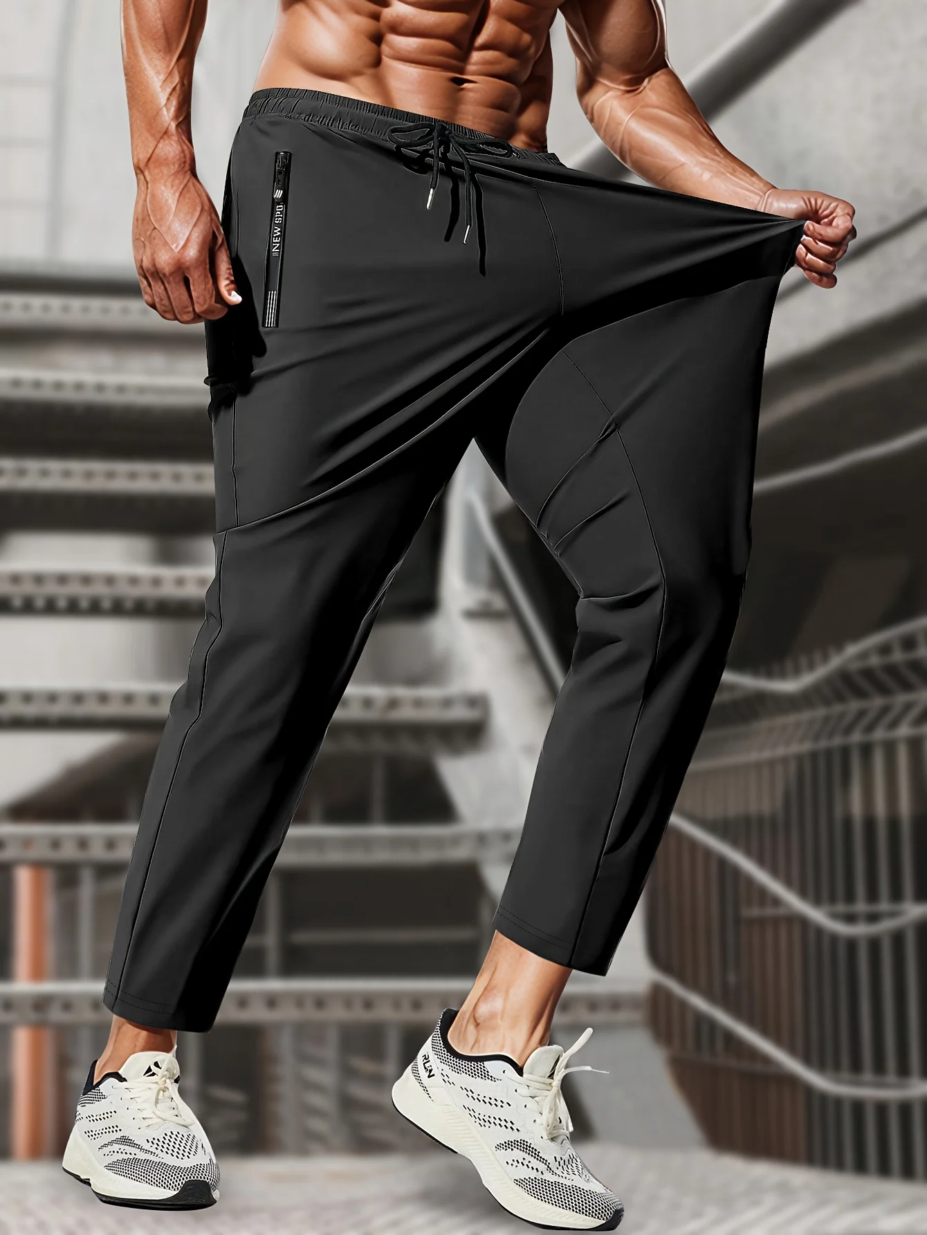 Sweatpants Man Fishing Men's High Stretch Ice Silk Jogging Pants With Zipper Pockets Breathable Elastic Sports Pants Mens Gift