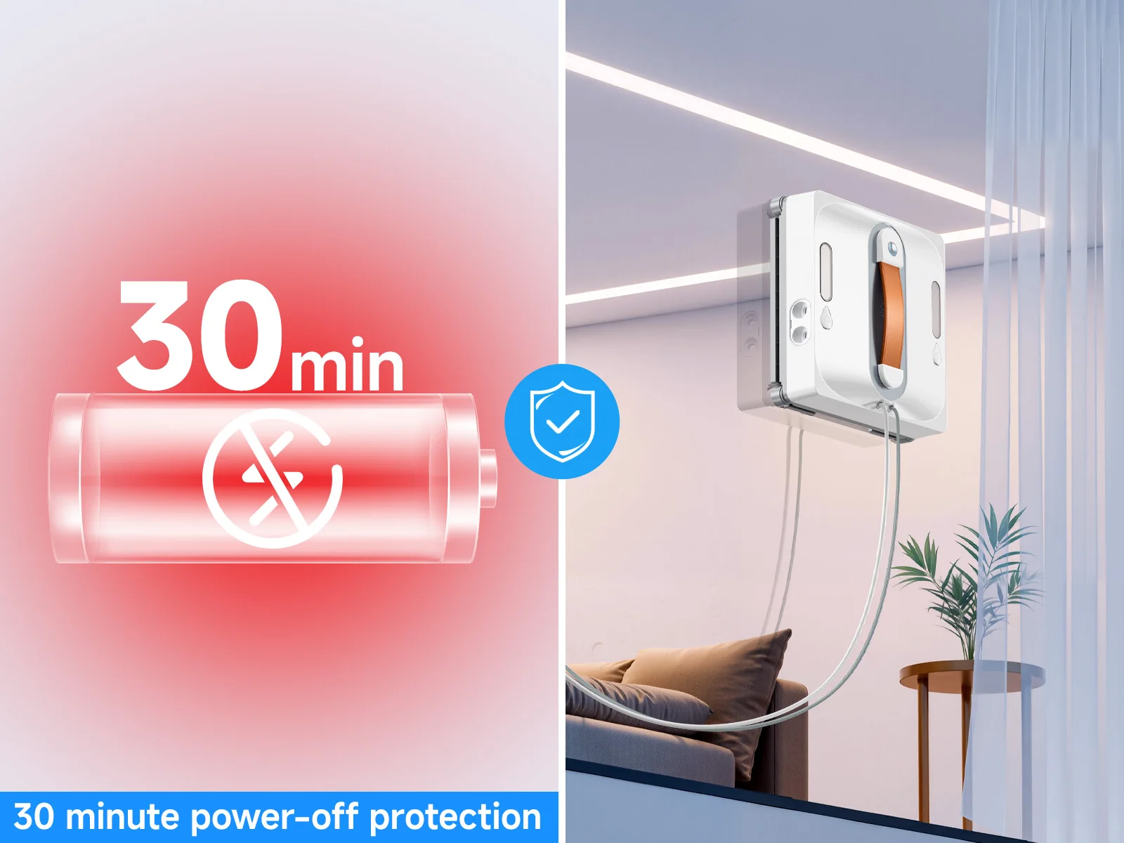 Lubluelu Robot Window Washer 8-Layer Safety Protection 9000Pa Suction Intelligent Path Edge Cleaning Home Glass Cleaning Robot