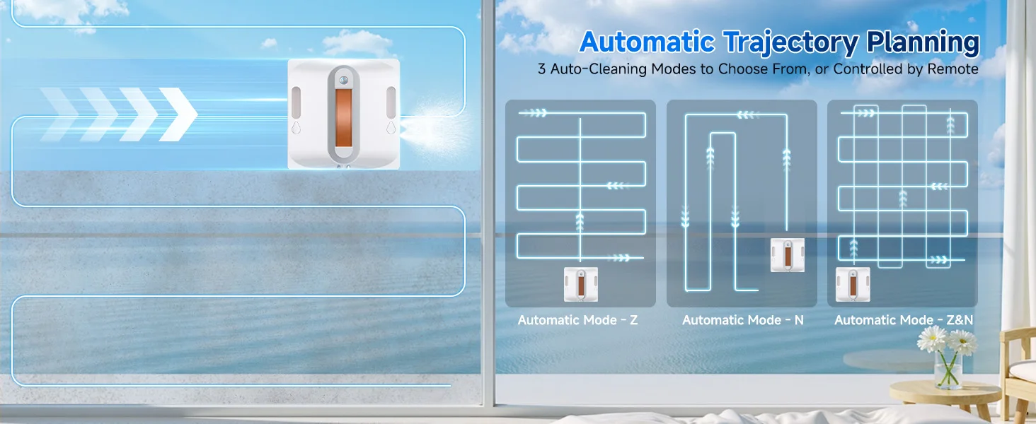 Lubluelu Robot Window Washer 8-Layer Safety Protection 9000Pa Suction Intelligent Path Edge Cleaning Home Glass Cleaning Robot