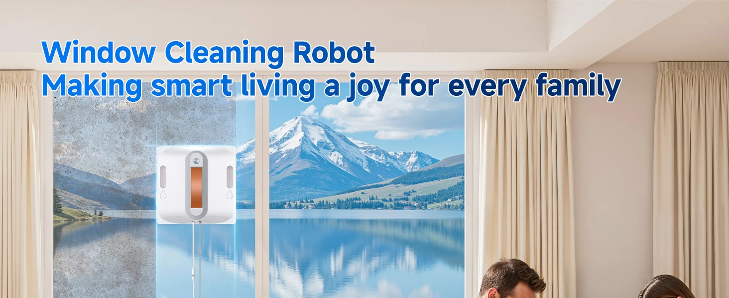 Lubluelu Robot Window Washer 8-Layer Safety Protection 9000Pa Suction Intelligent Path Edge Cleaning Home Glass Cleaning Robot