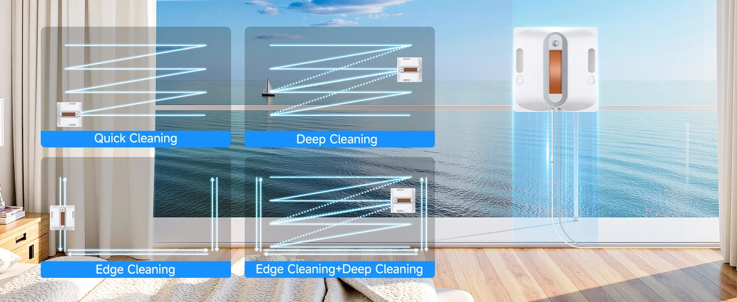 Lubluelu Robot Window Washer 8-Layer Safety Protection 9000Pa Suction Intelligent Path Edge Cleaning Home Glass Cleaning Robot