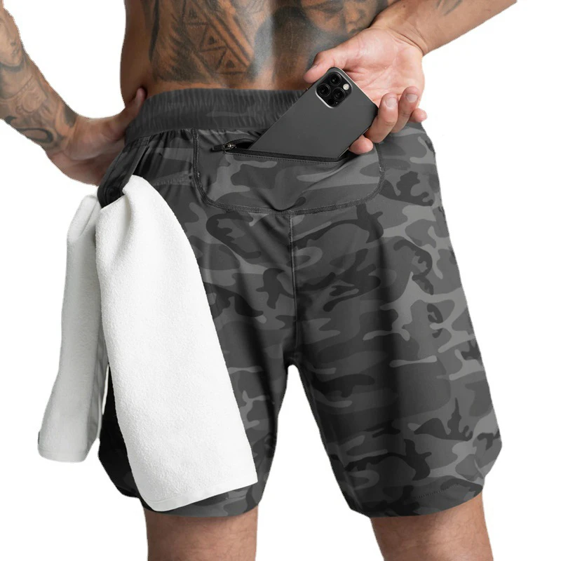 2024 New Men's Shorts Single-Layer Woven Quick Dry Solid Color Running Fitness Sports Casual American Fifth Pants Comfortable