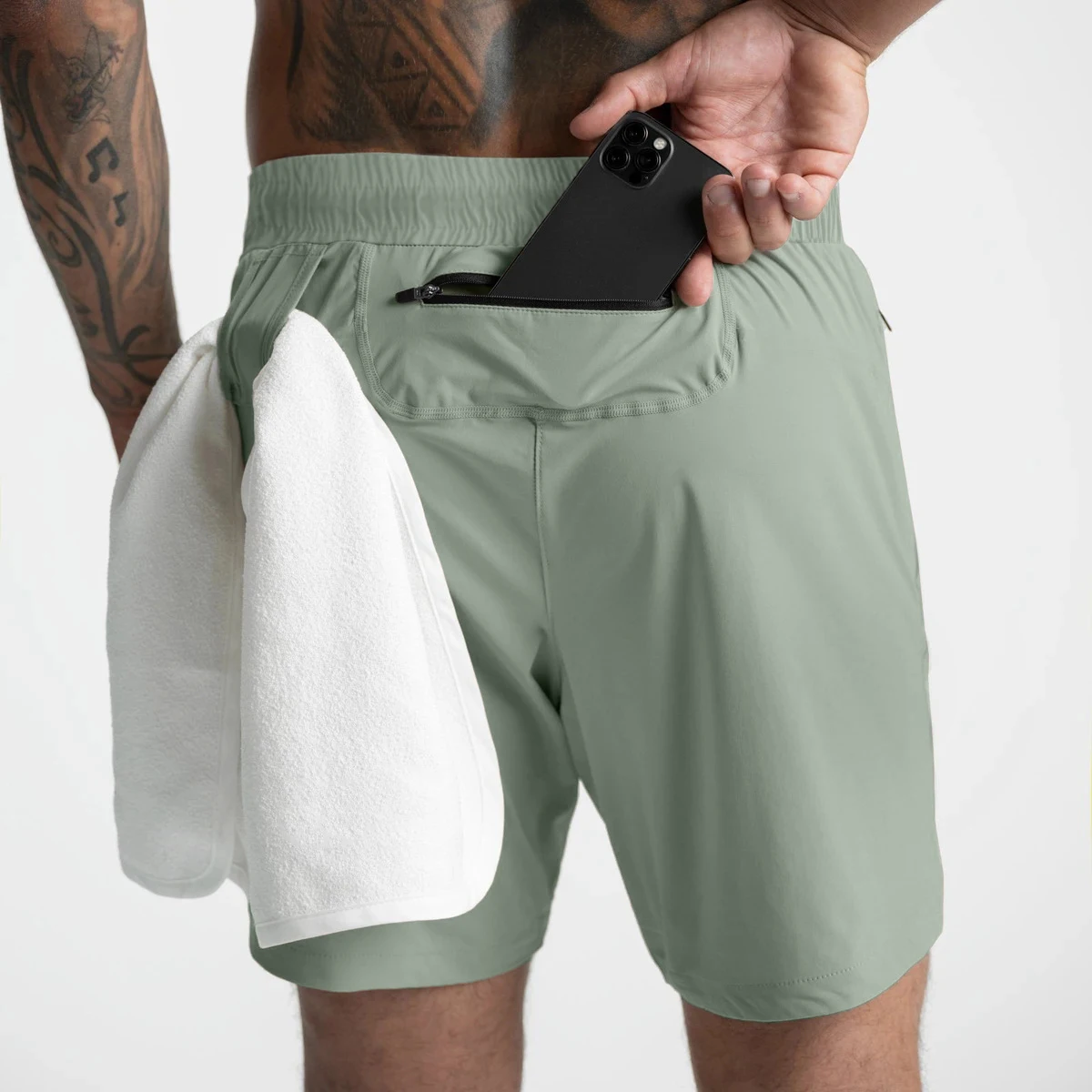 2024 New Men's Shorts Single-Layer Woven Quick Dry Solid Color Running Fitness Sports Casual American Fifth Pants Comfortable