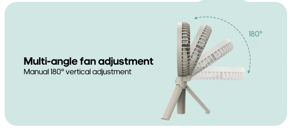 New Portable Folding Handheld Fan 3000mAh Desktop Rechargeable Fan Angle Adjustable for Home Outdoor Travel Camping