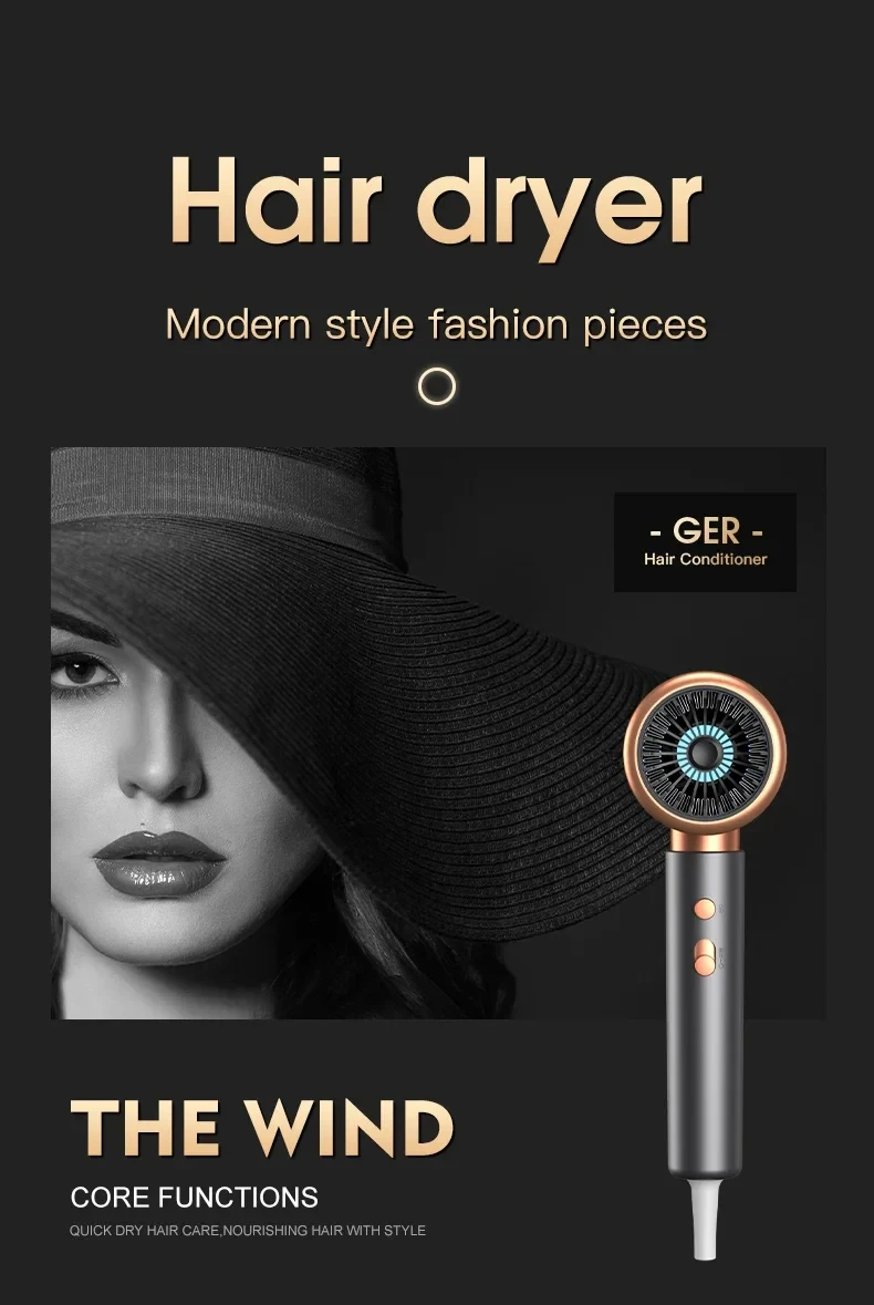Salon Hair Dryer 2000W Professional Hot Cold Air Brush Negative Ionic Blow Dryer Strong Power 5th GearHairdryerblowdryerwithcomb