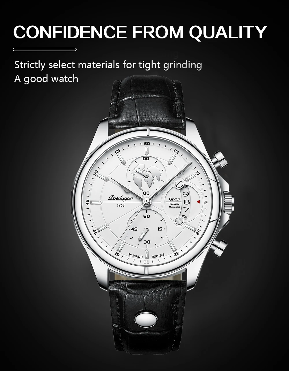 POEDAGAR Luxury Man Wristwatch Chronograph Date Waterproof Leather Men Watch Casual Quartz Men's Watches Sports Male Clock Reloj