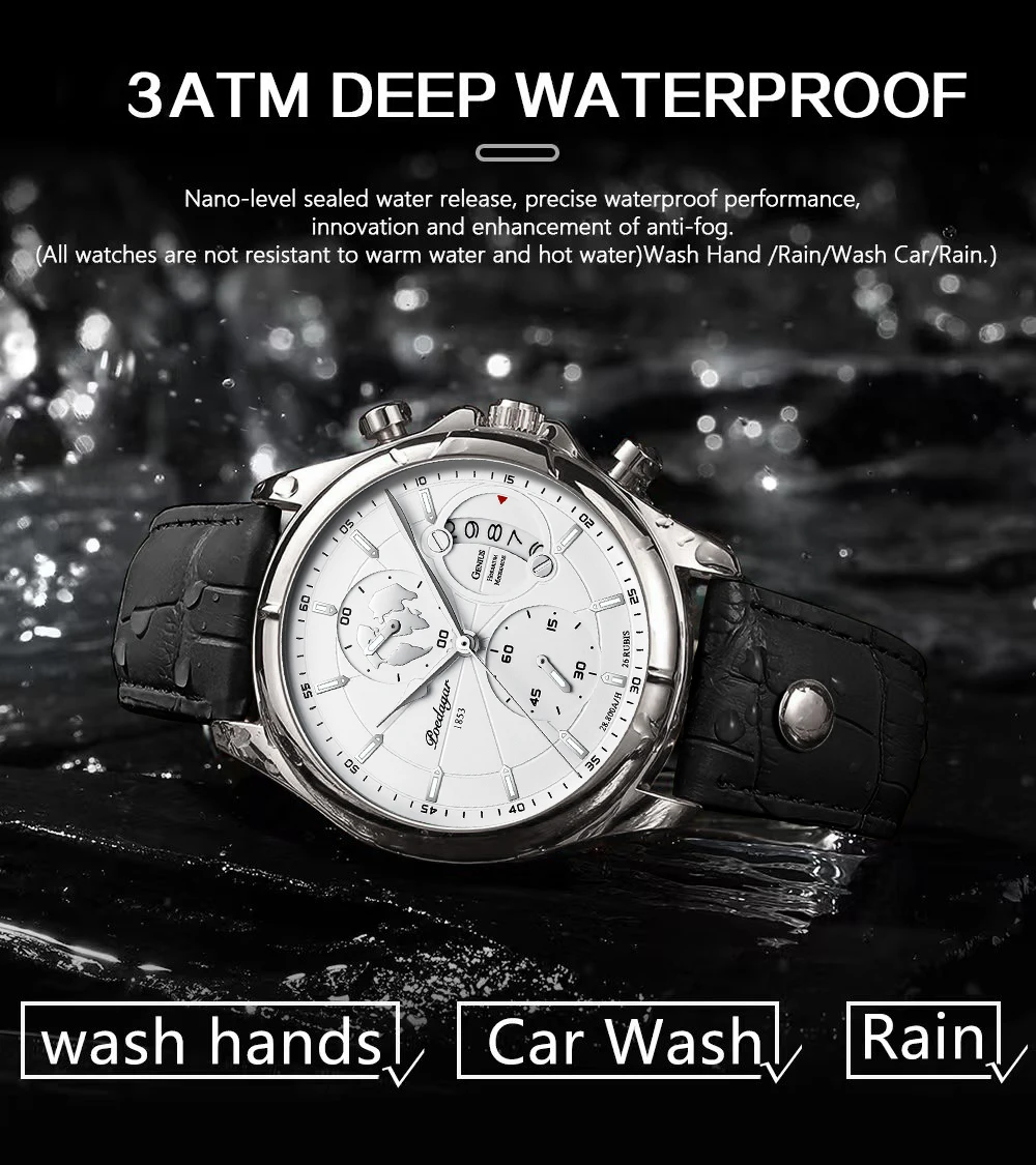 POEDAGAR Luxury Man Wristwatch Chronograph Date Waterproof Leather Men Watch Casual Quartz Men's Watches Sports Male Clock Reloj