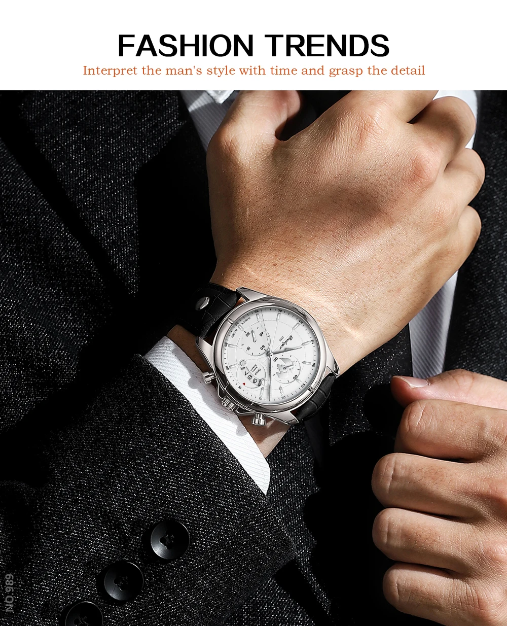POEDAGAR Luxury Man Wristwatch Chronograph Date Waterproof Leather Men Watch Casual Quartz Men's Watches Sports Male Clock Reloj