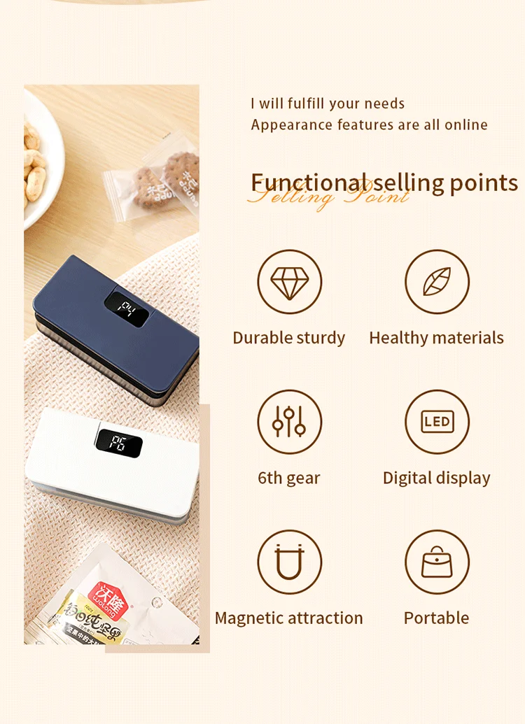 Plastic Bag Sealer Mini Heat Bag Sealing Machine Rechargeable Handheld Food Packaging Heat Sealer Thermal Bags Sealing Machine